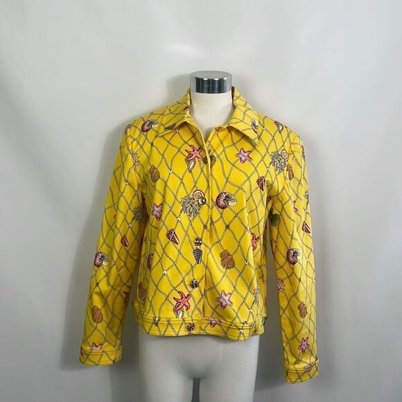 St John Vintage Yellow Sea Creatures Crop Jacket